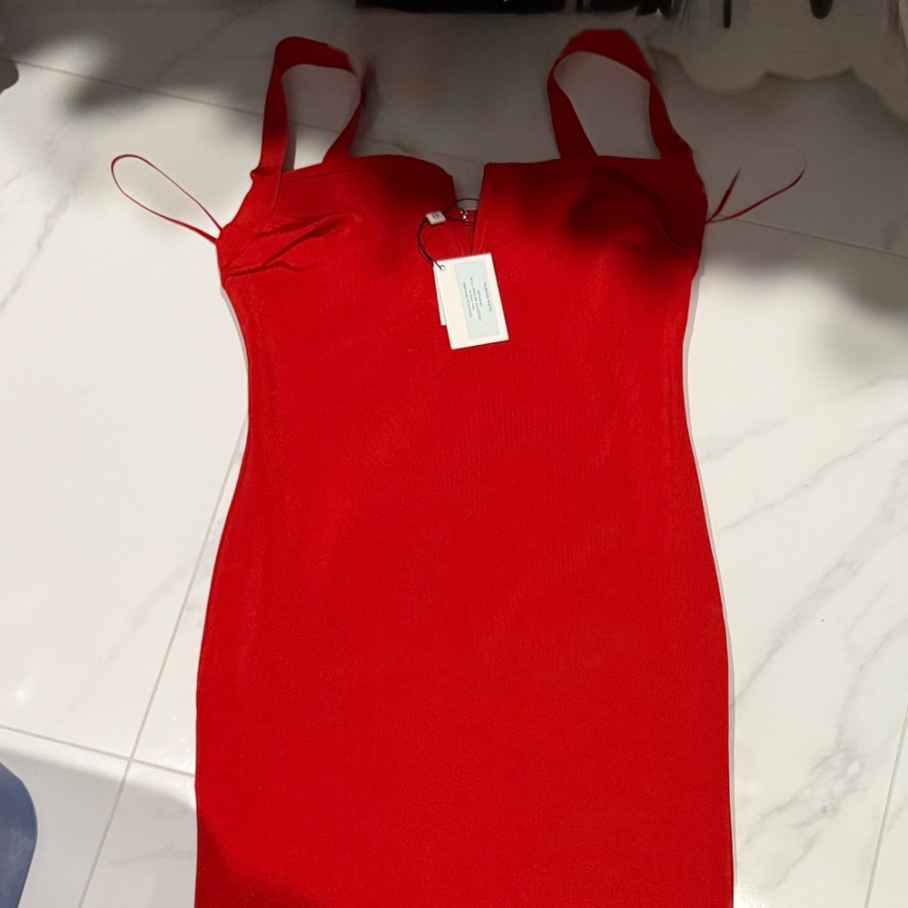 Red Strapless Bodycon Cocktail Dress